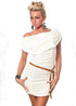 Stretch Mini Dress With Ruffles White